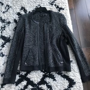 rag & bone Paula jacket - tweed / leather trim